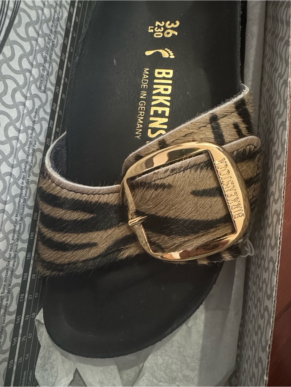 Birkenstock Rare NWT Madrid Big Buckle Rivet Logo Slide Zebra 🦓 Prinf 36 - Picture 6 of 7